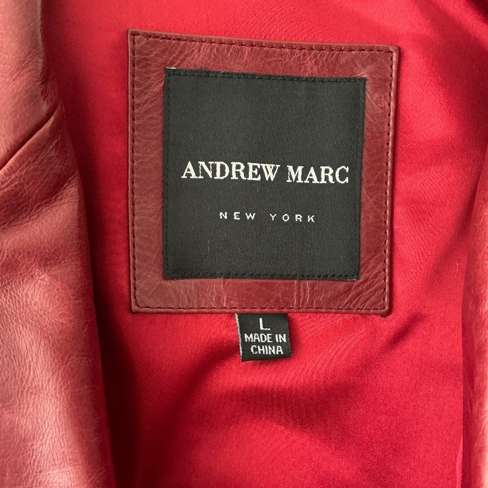 ANDREW MARC Vintage Y2K Oxblood Red Leather Blazer Jacket: L - Picture 7 of 8